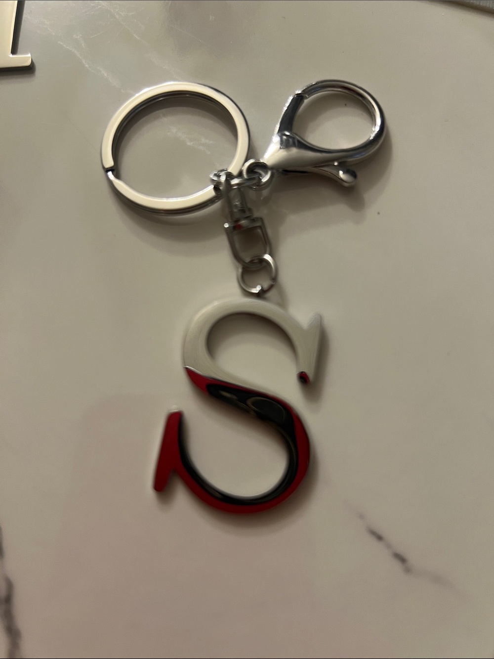Silver Letters Keychain Charm - Women's Accessories - Picture 4 of 15